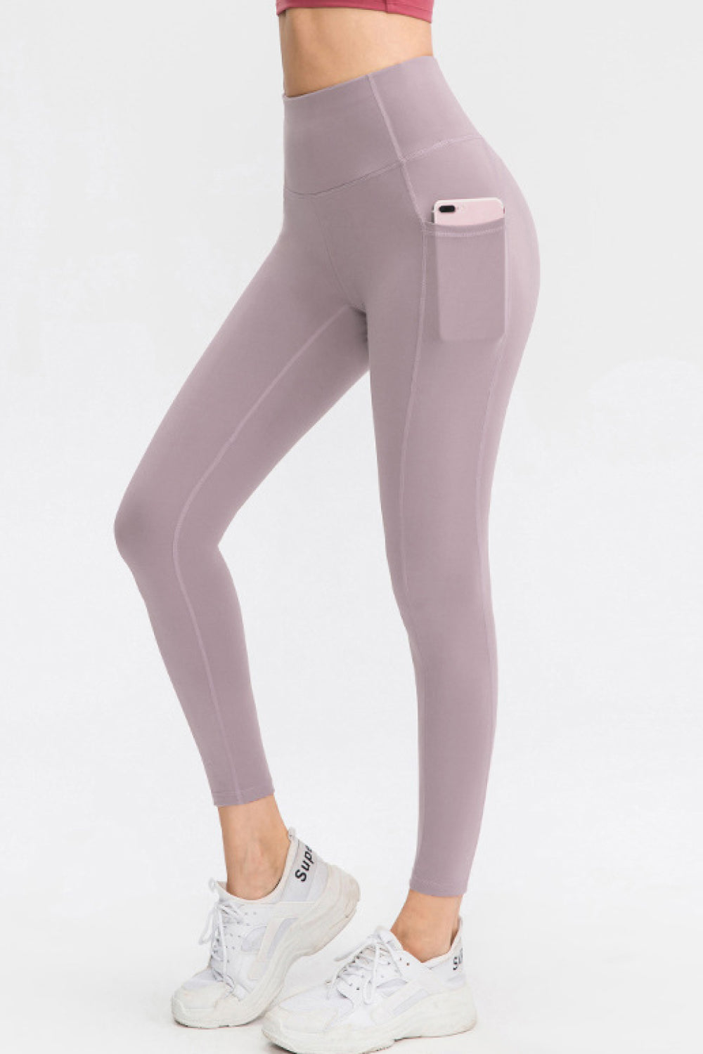 High Waist Ankle-Length Sports Leggings with Pockets