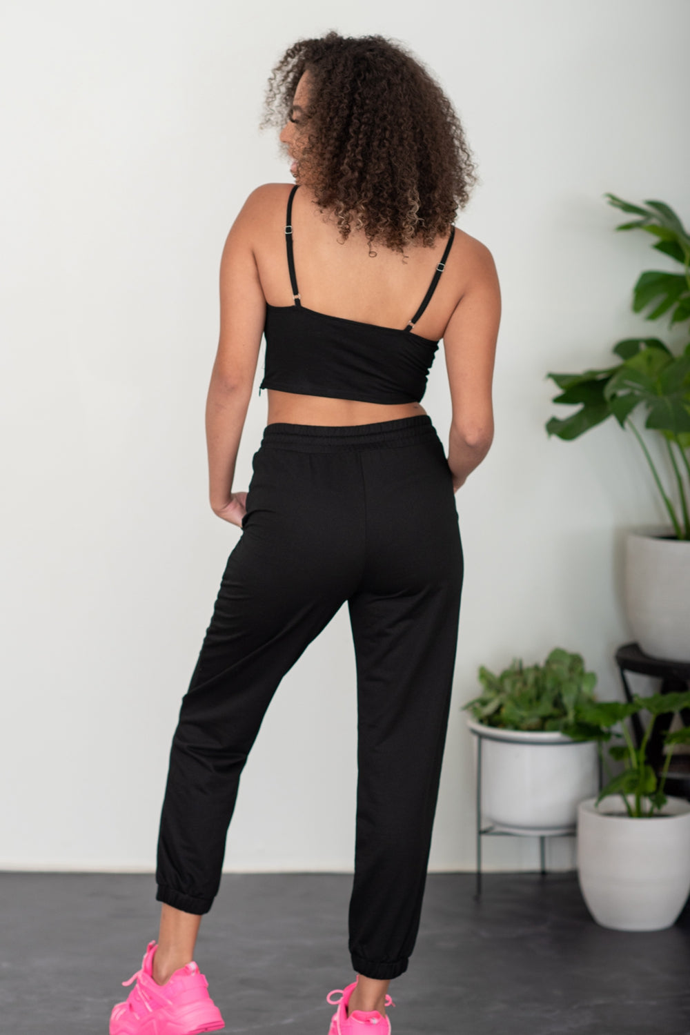 SHOPIRISBASIC Let's Do This Bustier and Joggers Lounge Set in Black