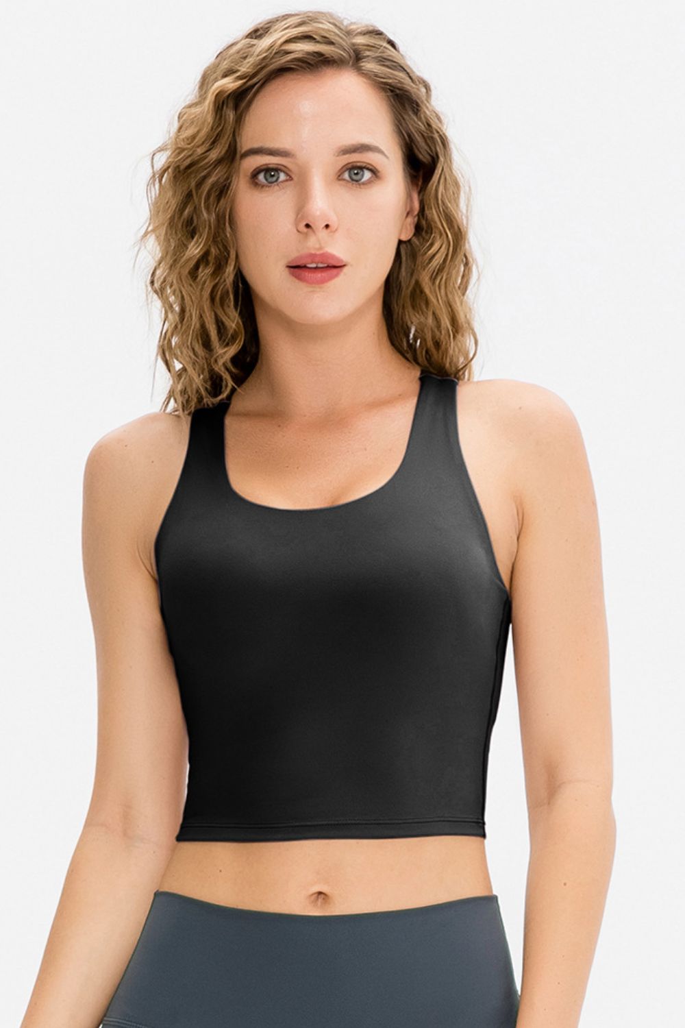 Contrast Strap Cropped Yoga Tank