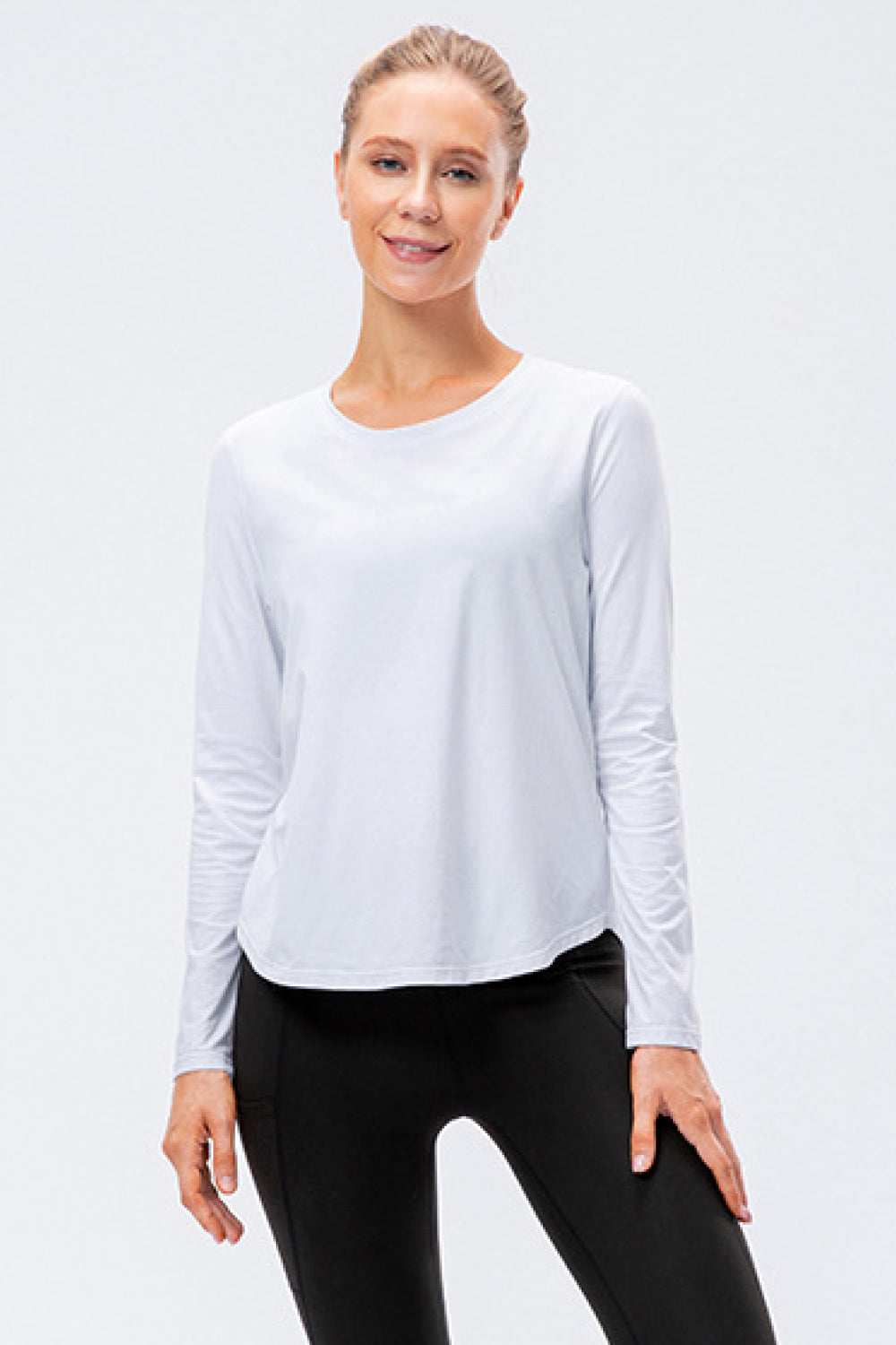 Curved Hem Long Sleeve Athletic Top