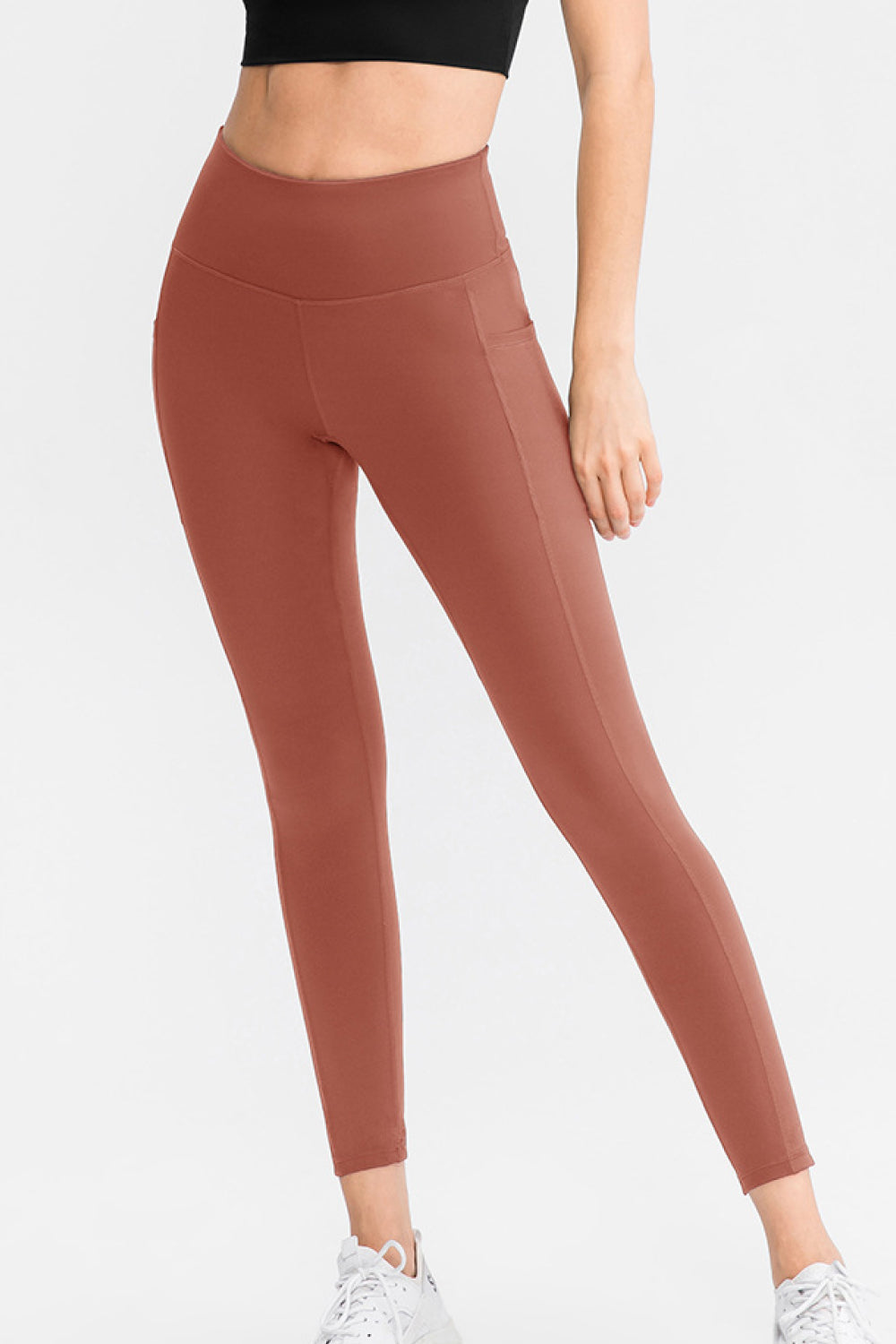 Pocketed Elastic Waistband Yoga Leggings