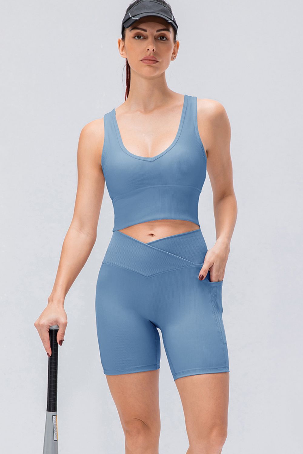 Reversible Ribbed Cropped Yoga Tank