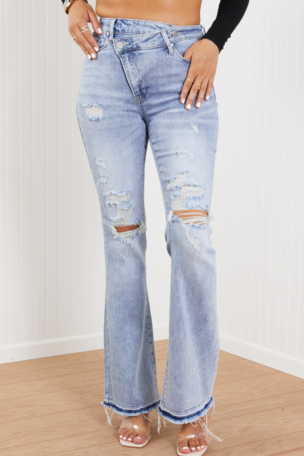 RISEN Valerie Full Size Crossover Flared Jeans