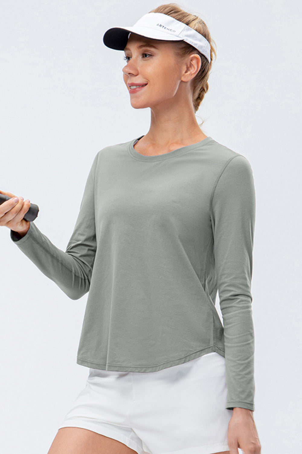 Curved Hem Long Sleeve Athletic Top