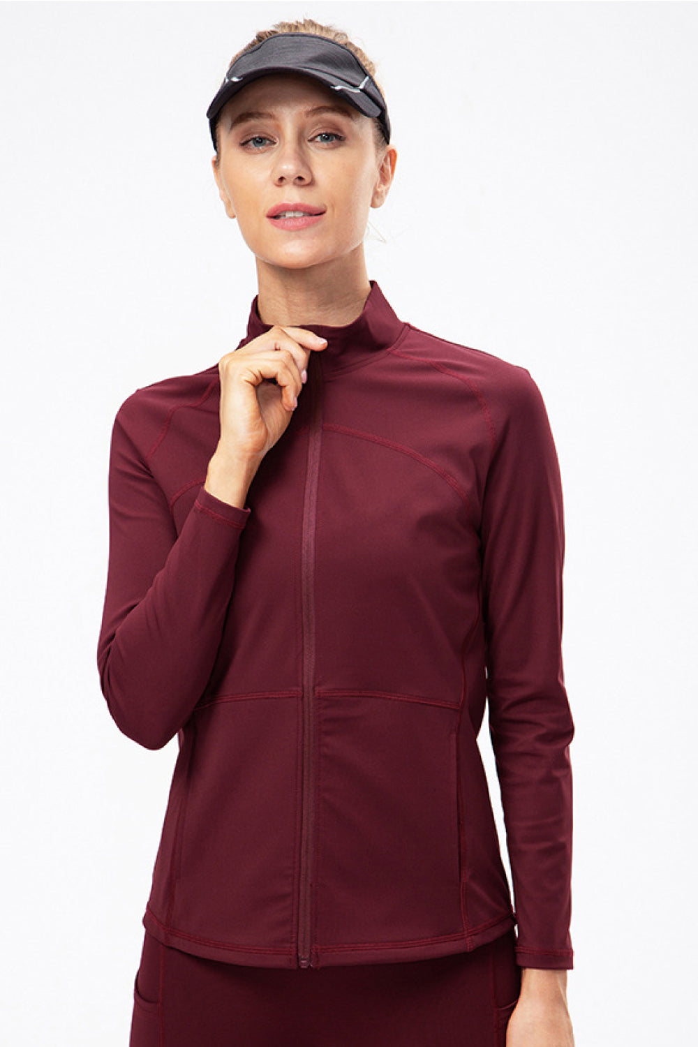 Zip Up Mock Neck Athletic Top