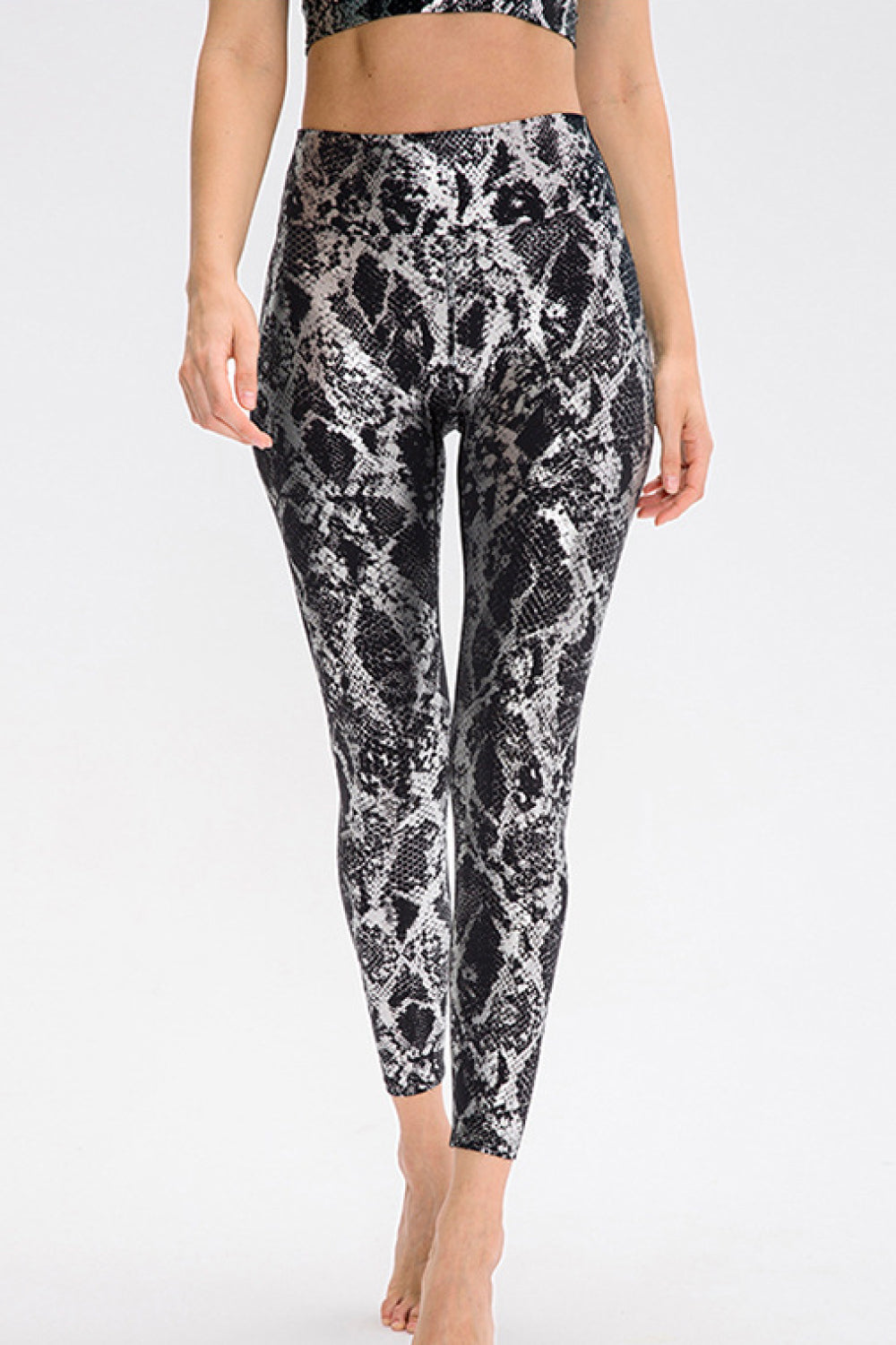 Snakeskin Elastic Waistband Yoga Leggings