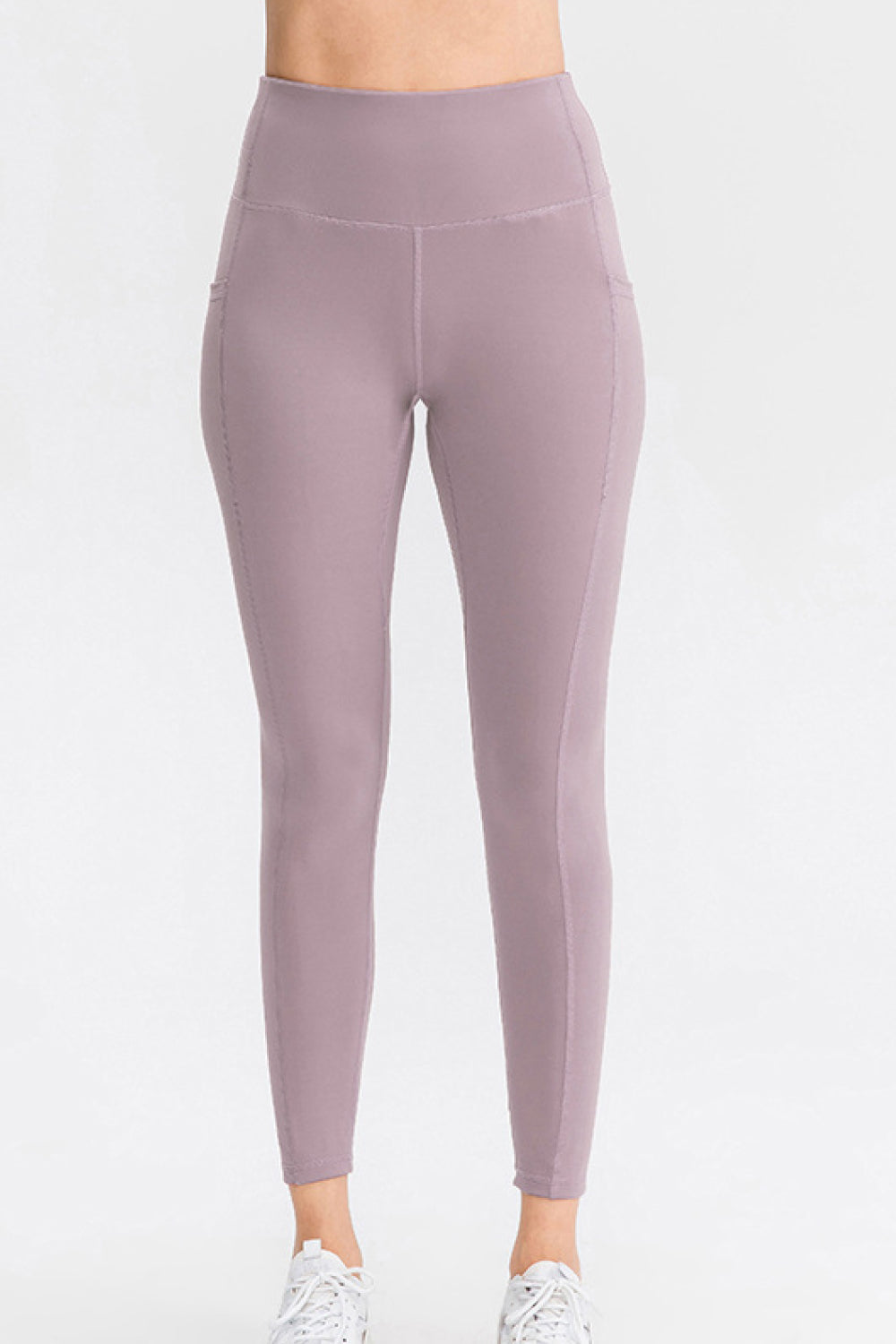 High Waist Ankle-Length Sports Leggings with Pockets