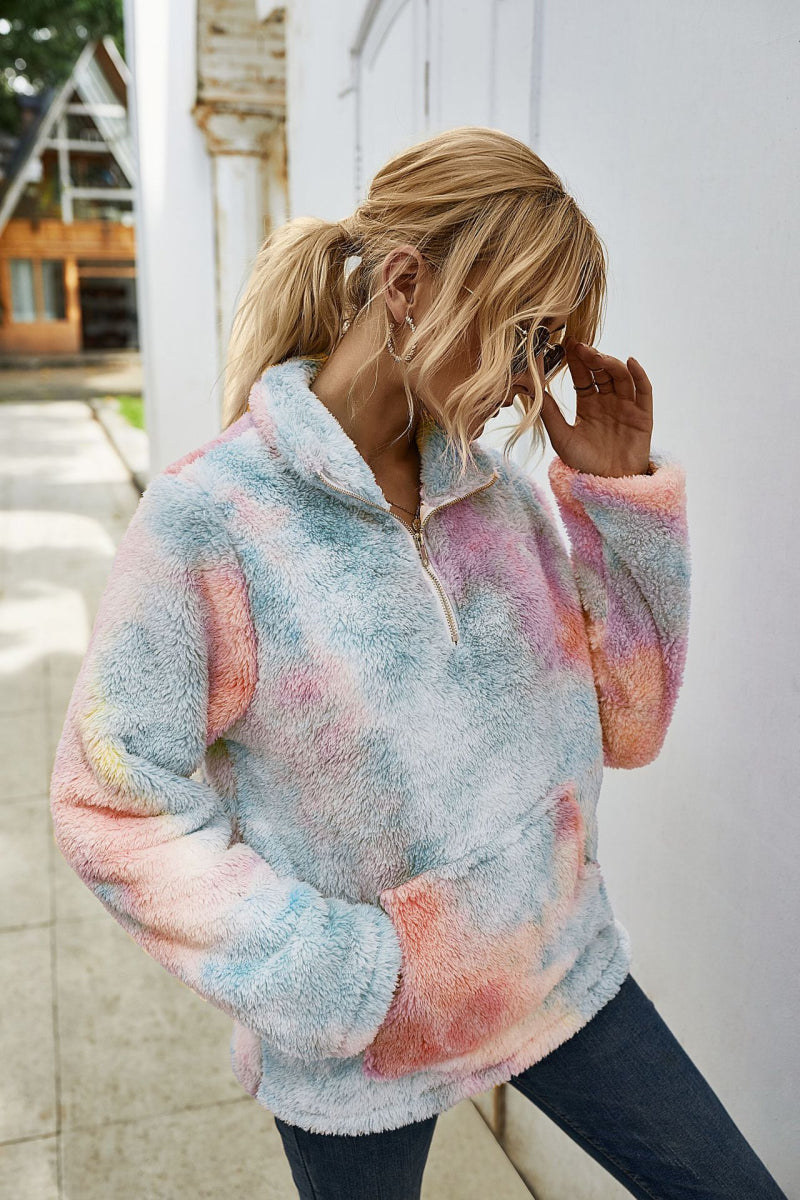 Tie Dye Quarter Zip Pullover