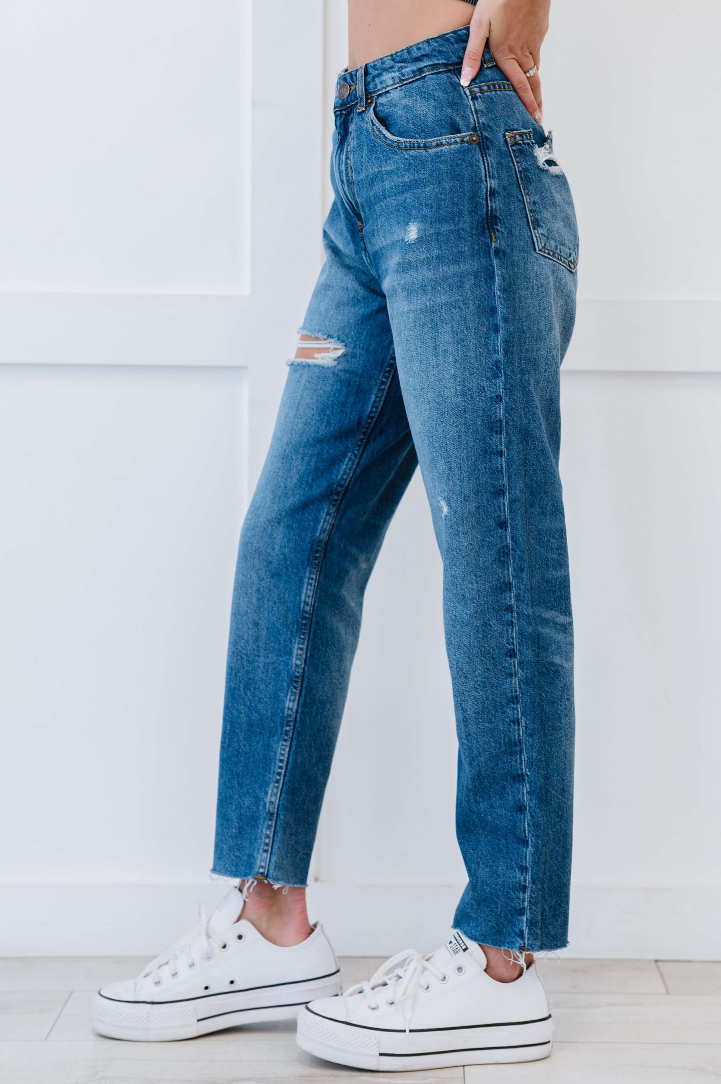 Muselooks Distressed High Waist Boyfriend Jeans