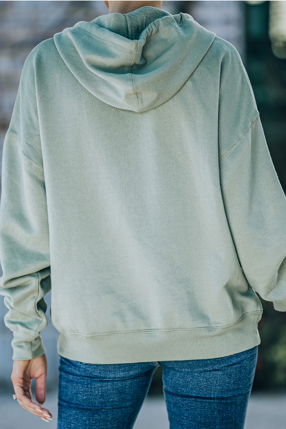 Two-Tone Dropped Shoulder Drawstring Hoodie