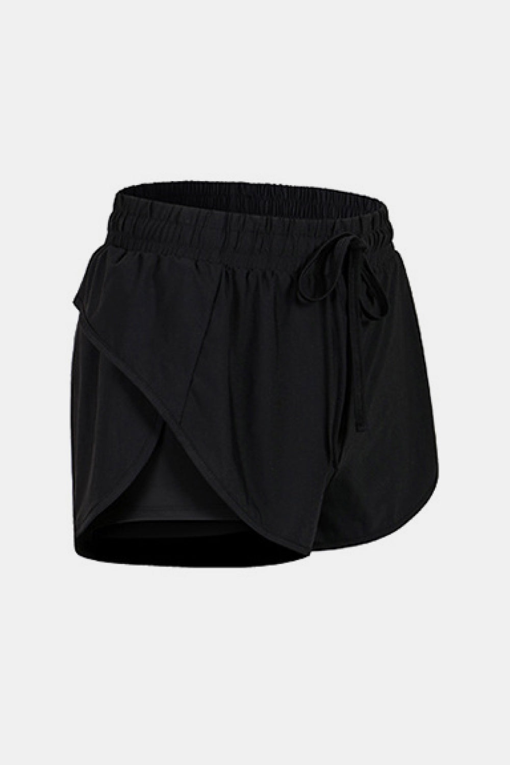 Two-Tone Drawstring Waist Faux Layered Athletic Shorts