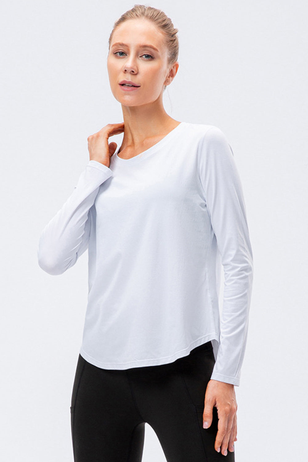 Curved Hem Long Sleeve Athletic Top