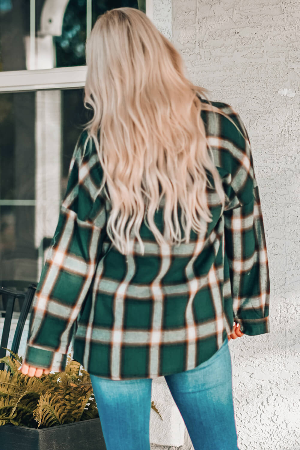 Plaid Dropped Shoulder Pocketed Shirt