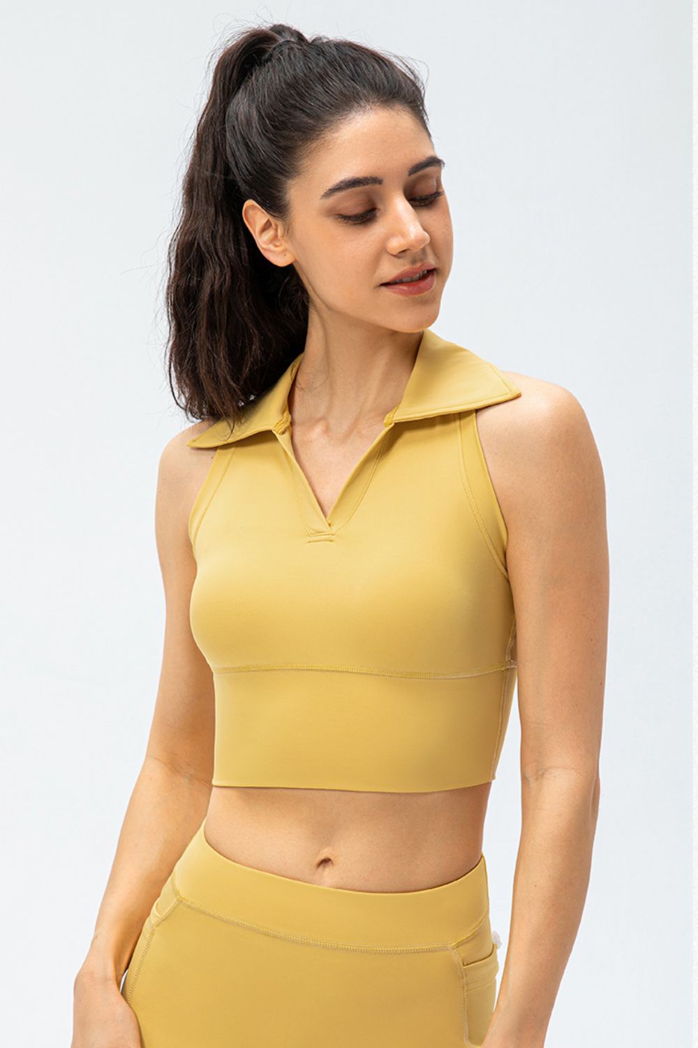 Cropped Collared Yoga Tank