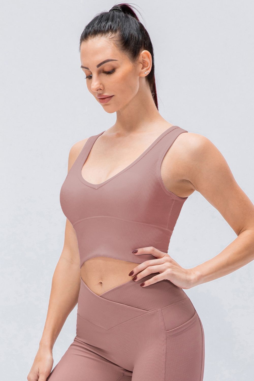 Reversible Ribbed Cropped Yoga Tank