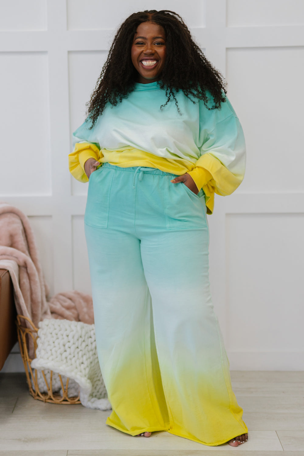 Zenana Hello Summer Full Size Run Ombre Wide Leg Sweat Pants