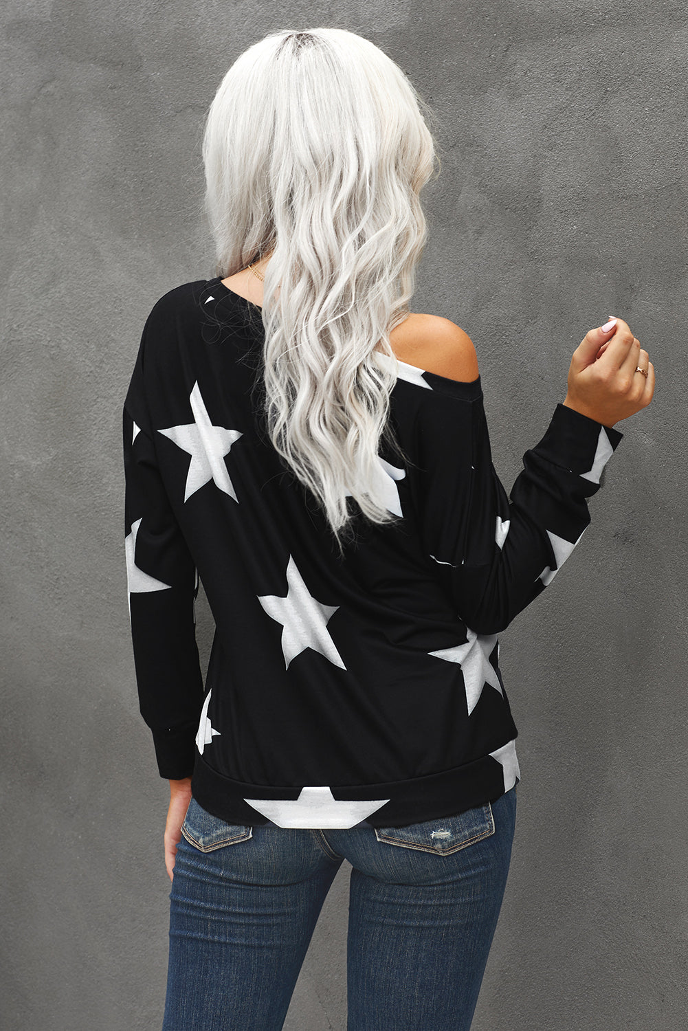 Star Print Long Sleeve Sweatshirt