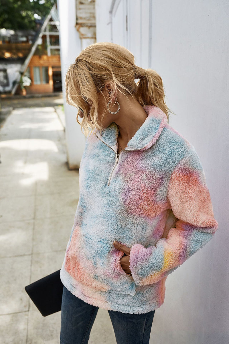 Tie Dye Quarter Zip Pullover