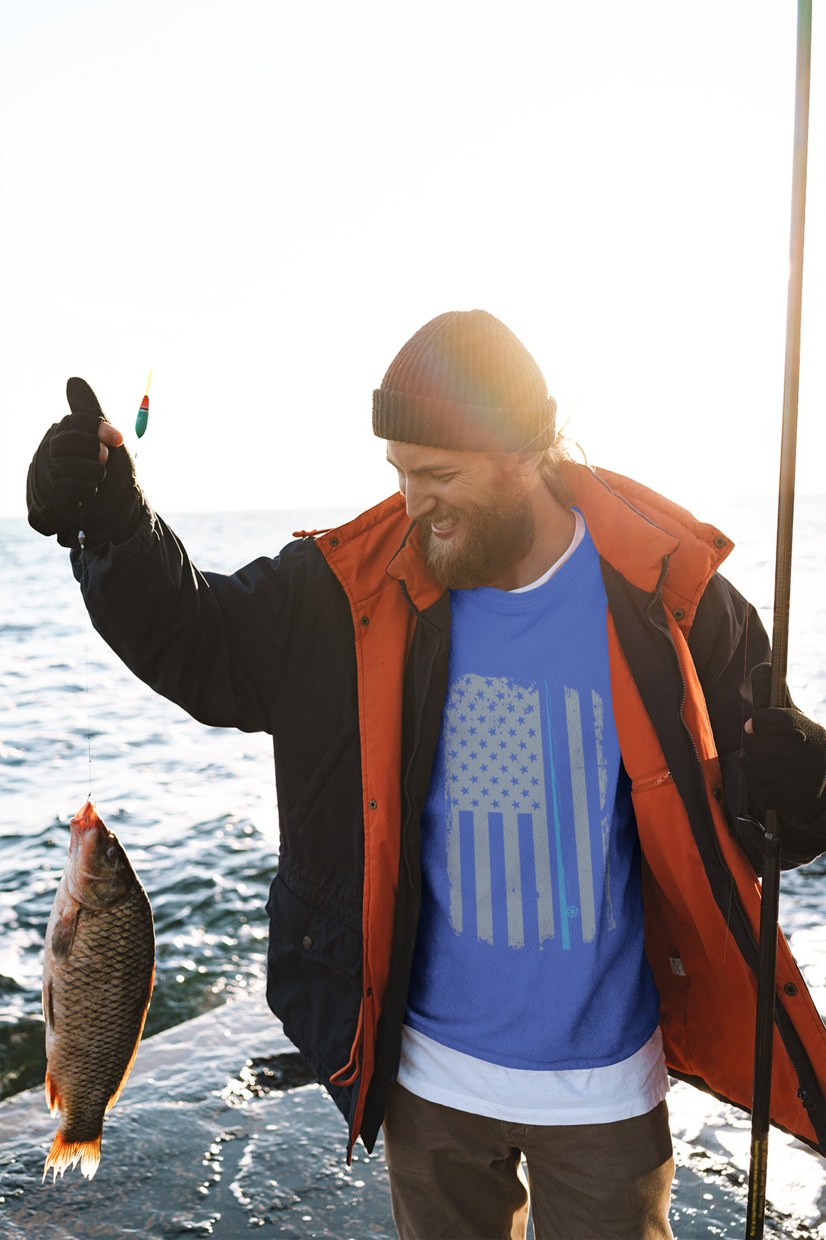 American Flag Fishing Shirt Vintage Fishing Tshirt T-Shirt