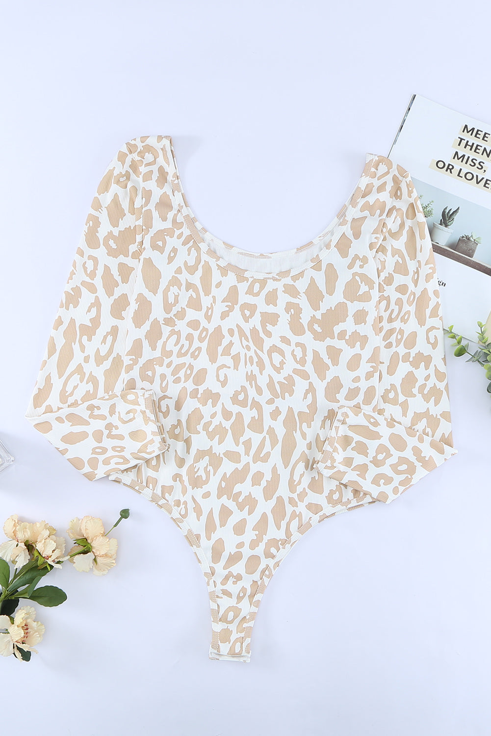 Leopard Print Cutout Scoop Neck Bodysuit