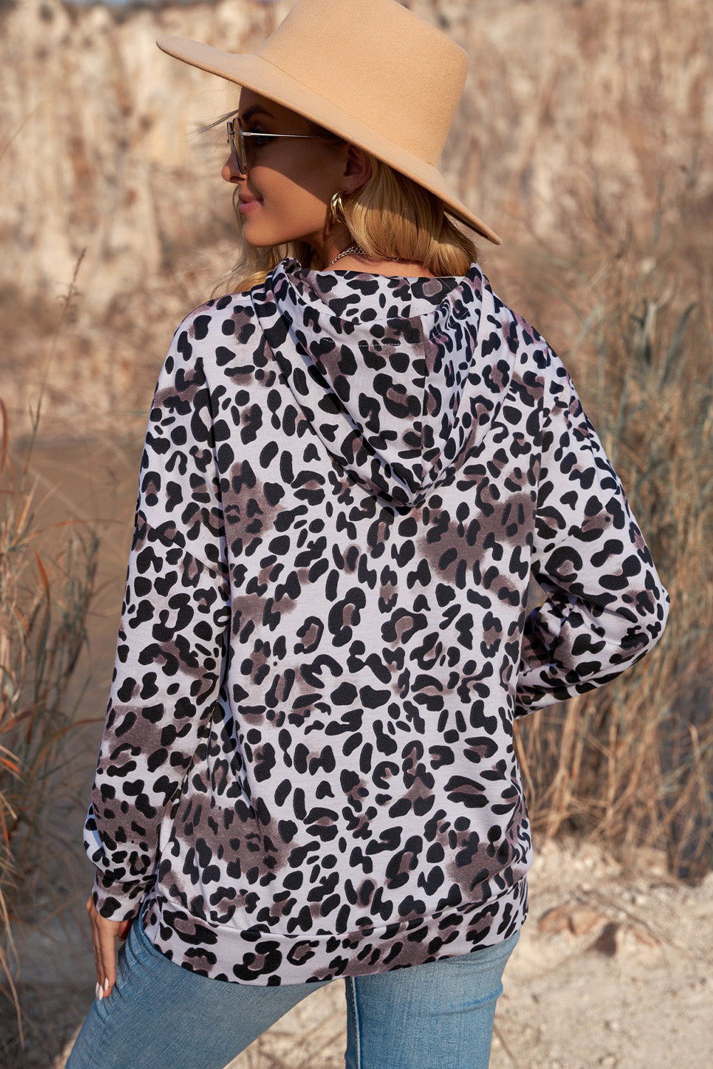 Leopard Print Kangaroo Pocket Hoodie