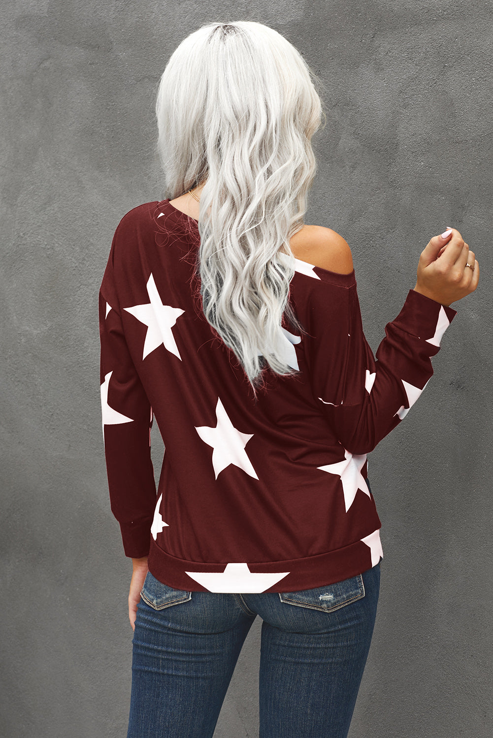 Star Print Long Sleeve Sweatshirt