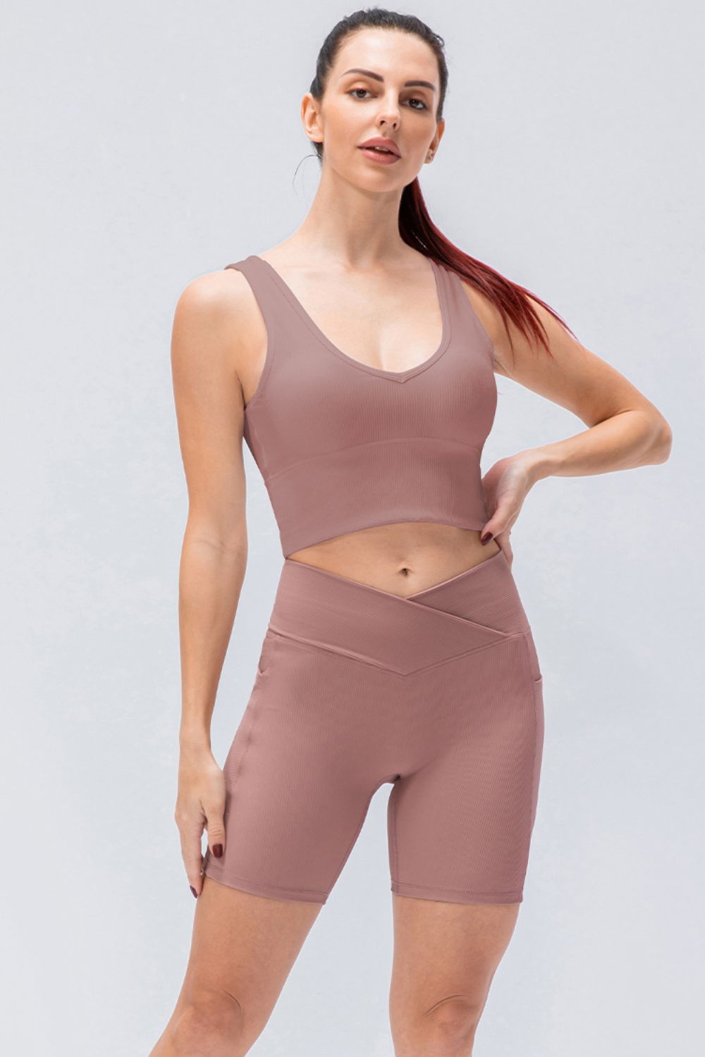 Reversible Ribbed Cropped Yoga Tank