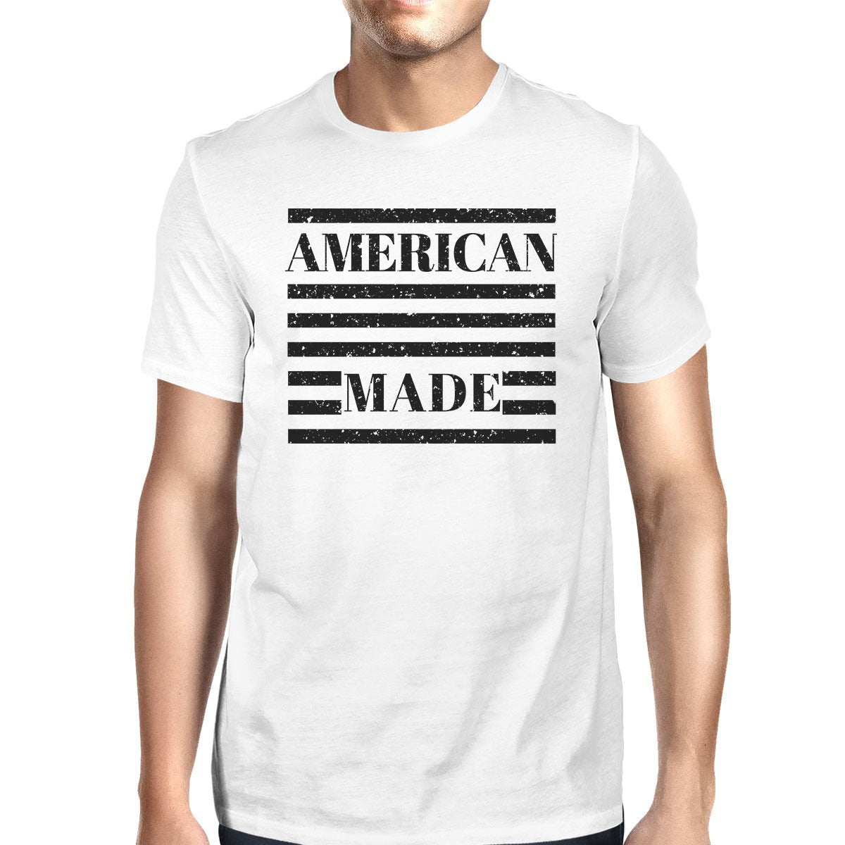 American Made Mens White Fourth of July Decorative Graphic T-Shirt