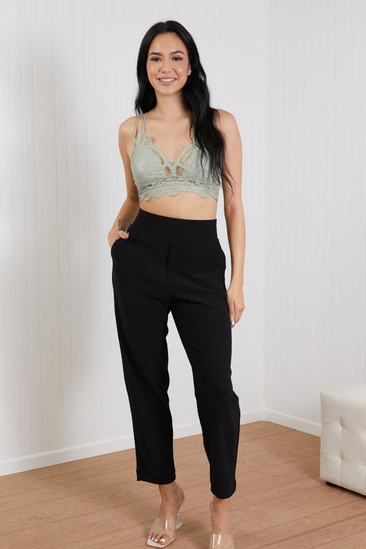 Zenana Always Classy Full Size Cropped Pants in Black