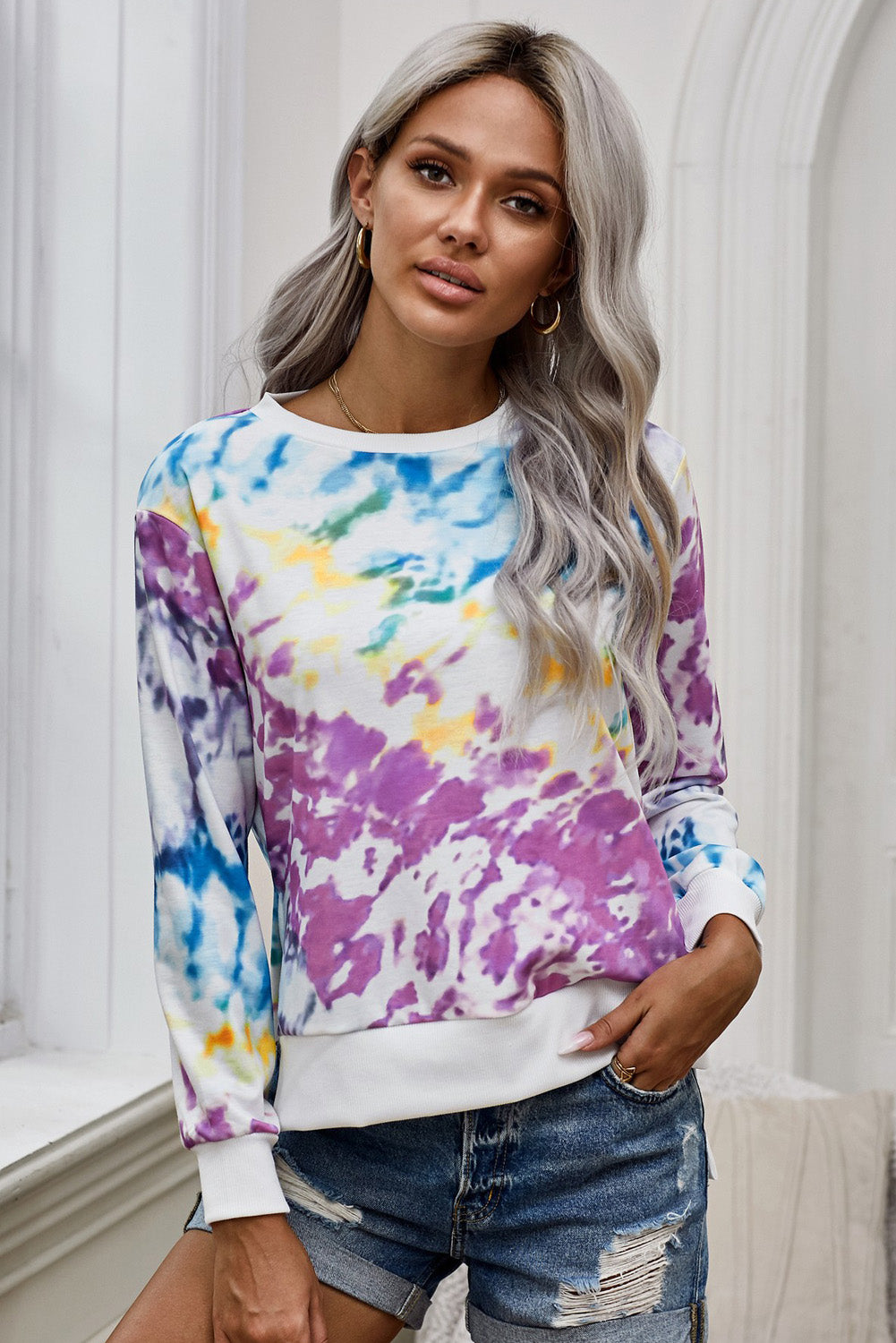 Tie-Dye High Low Sweatshirt