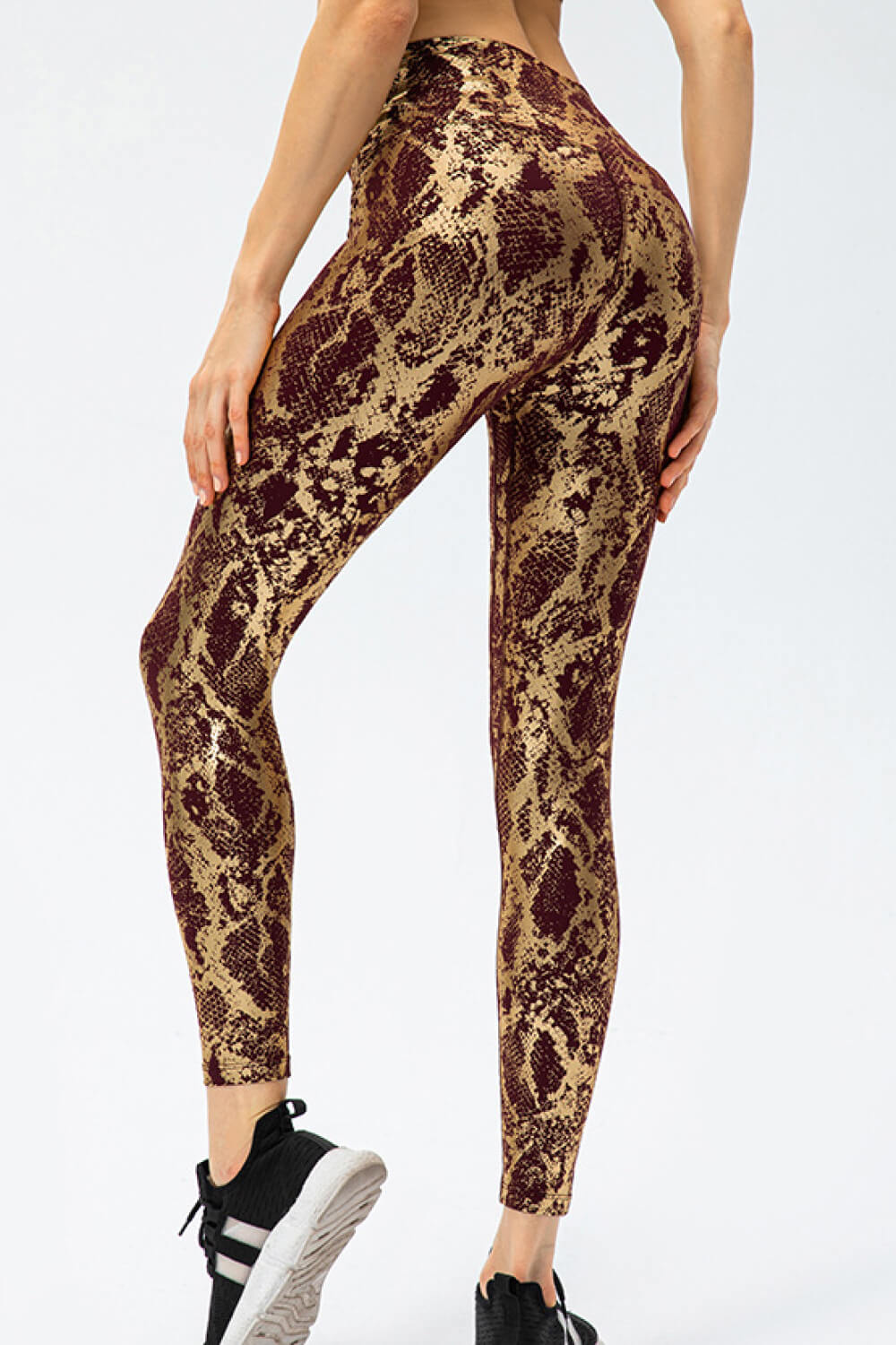 Snakeskin Elastic Waistband Yoga Leggings