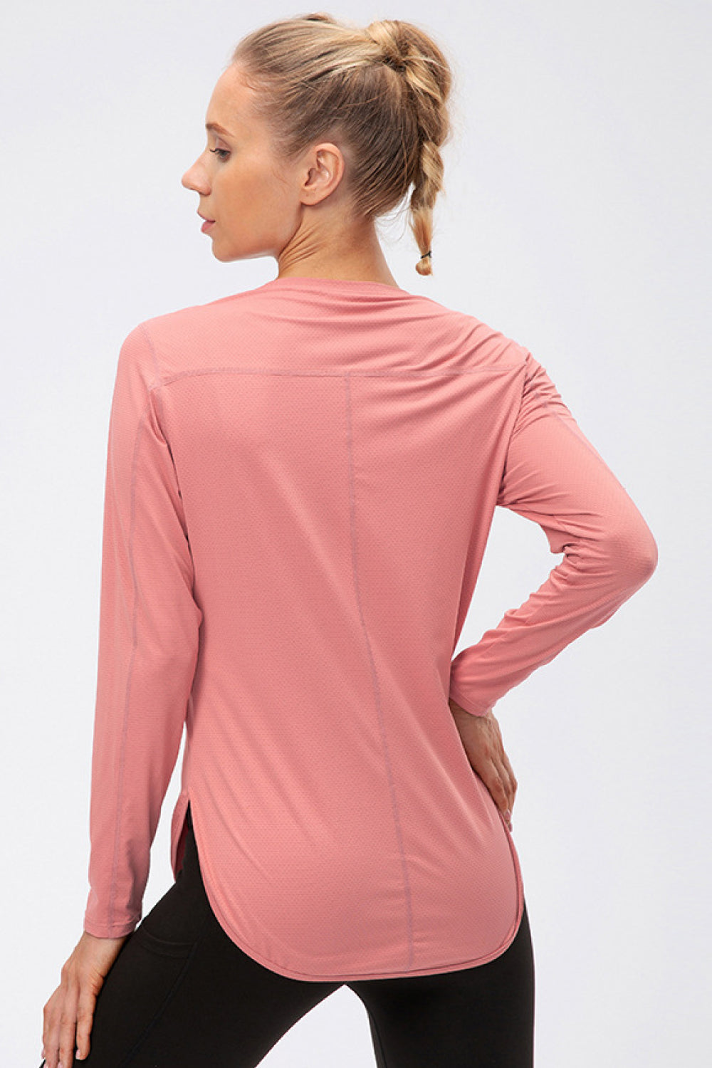 Curved Hem Long Sleeve Yoga Tee