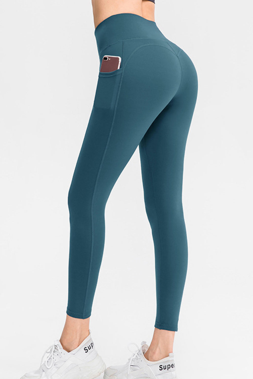 High Waist Ankle-Length Sports Leggings with Pockets