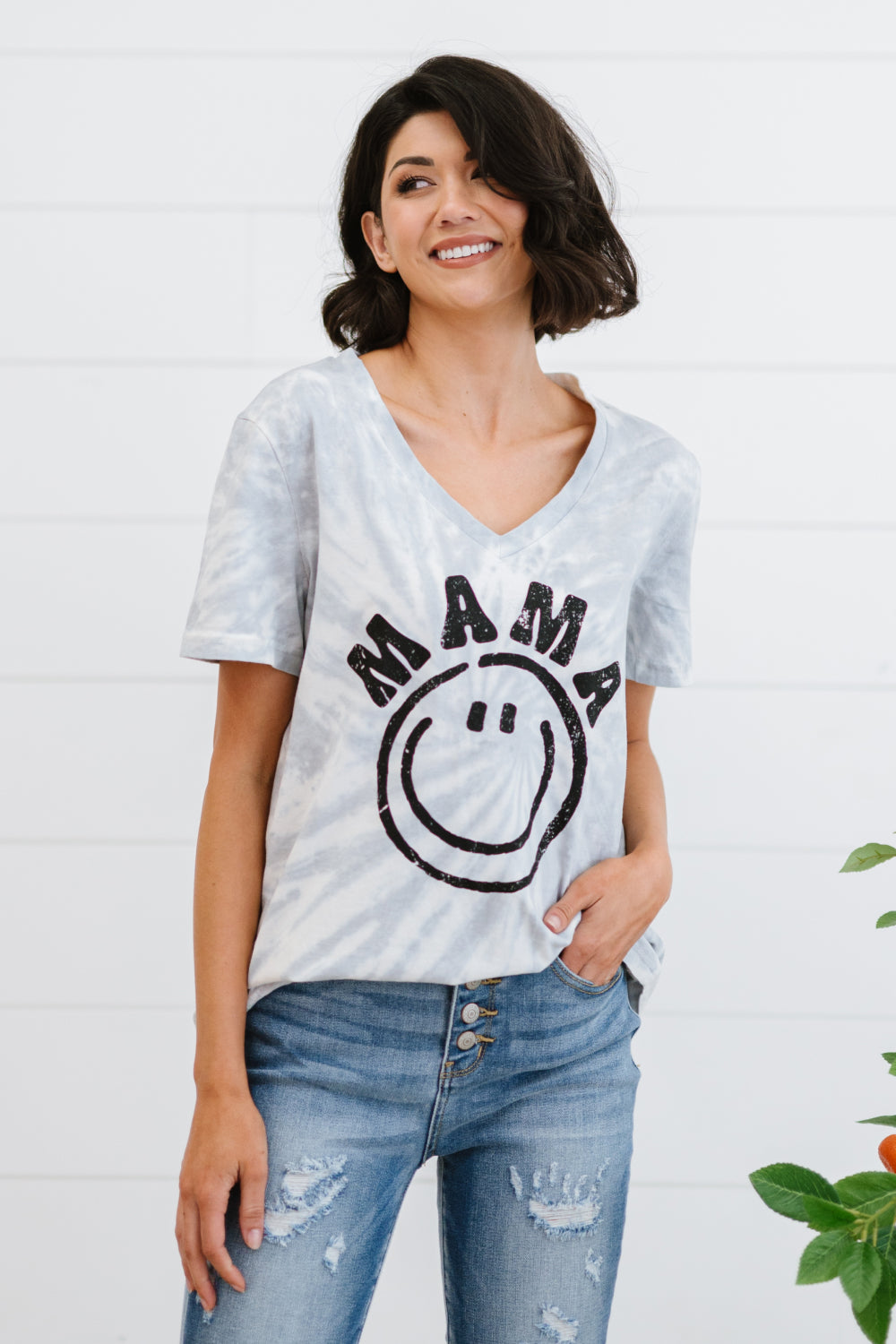 Sew In Love MAMA Smile Graphic Full Size Tie-Dye Tee Shirt