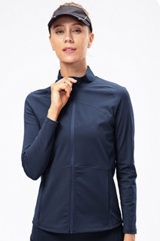 Zip Up Mock Neck Athletic Top