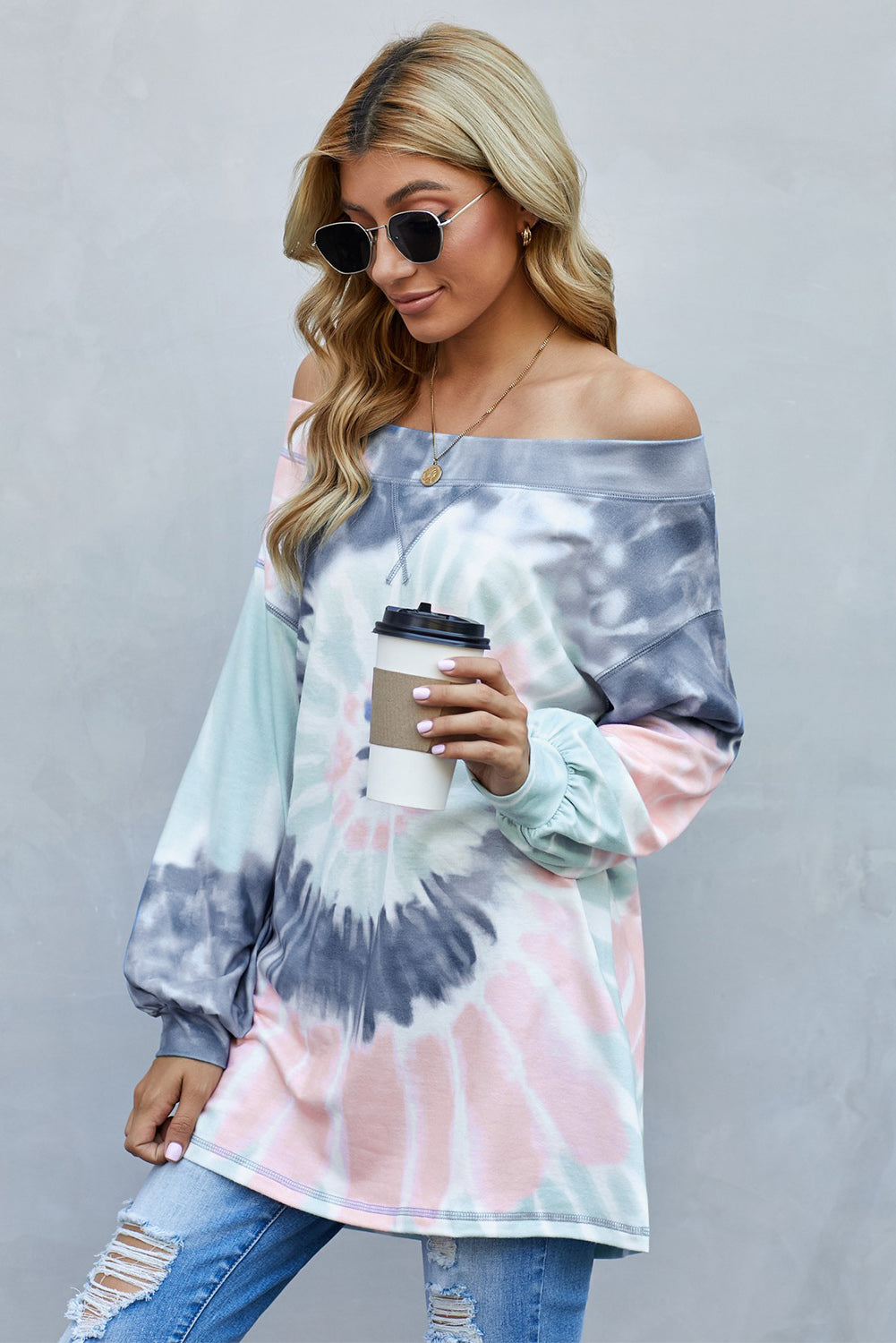 Tie Dye Long Sleeve Knit Top