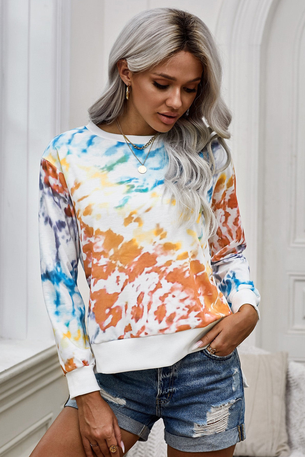 Tie-Dye High Low Sweatshirt