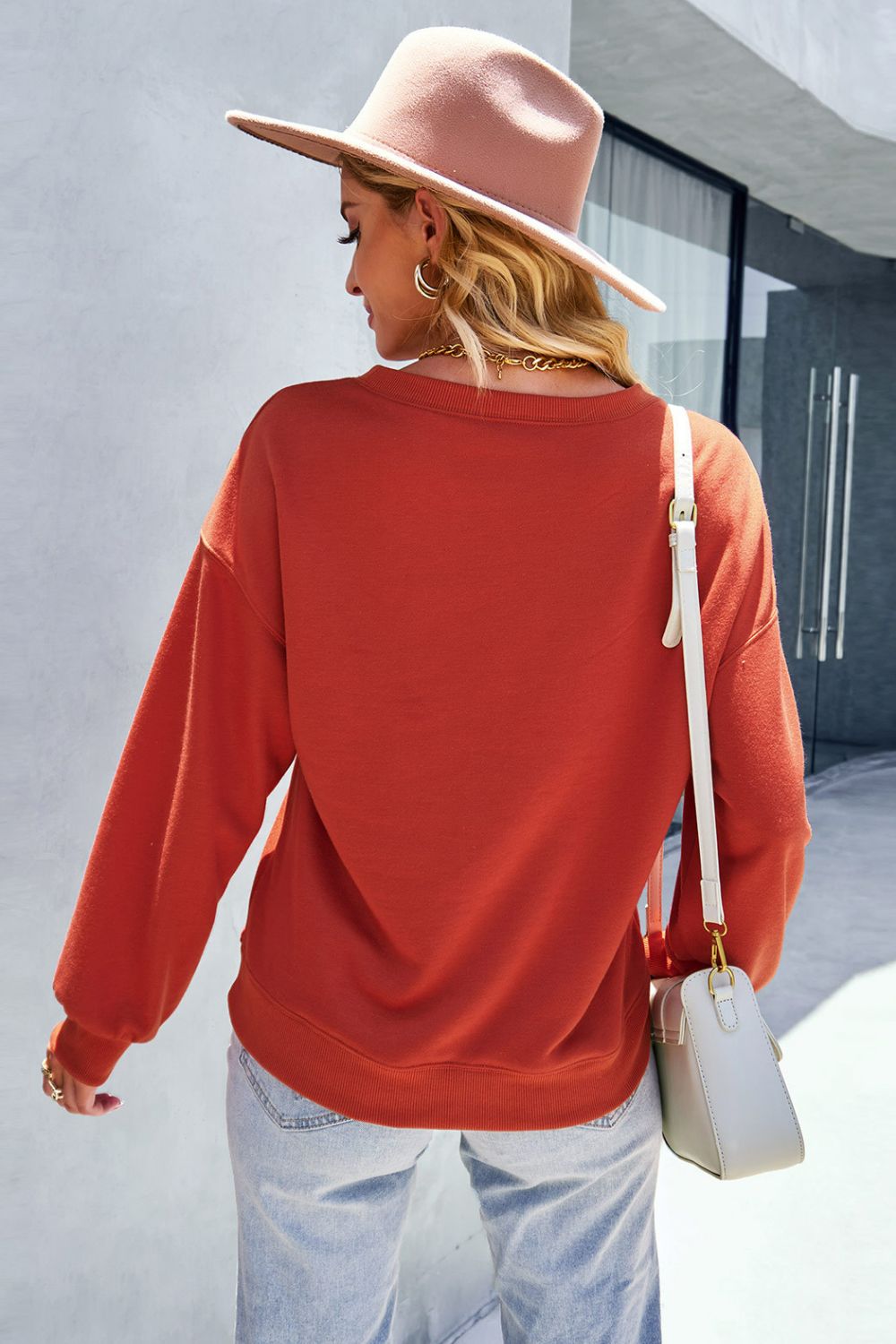 Dropped Shoulder Balloon Sleeve Sweatshirt