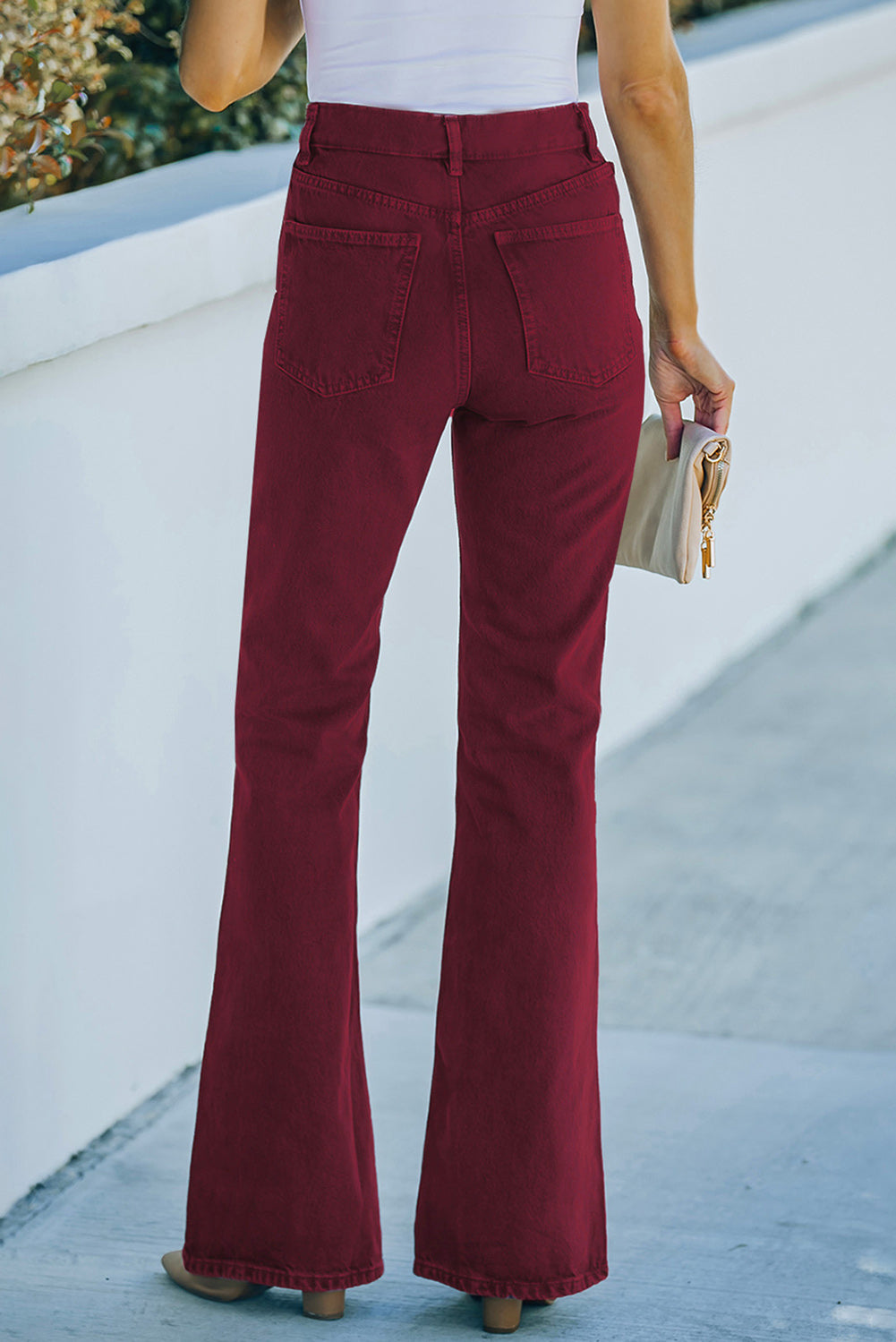 High Waist Flare Jeans with Pockets