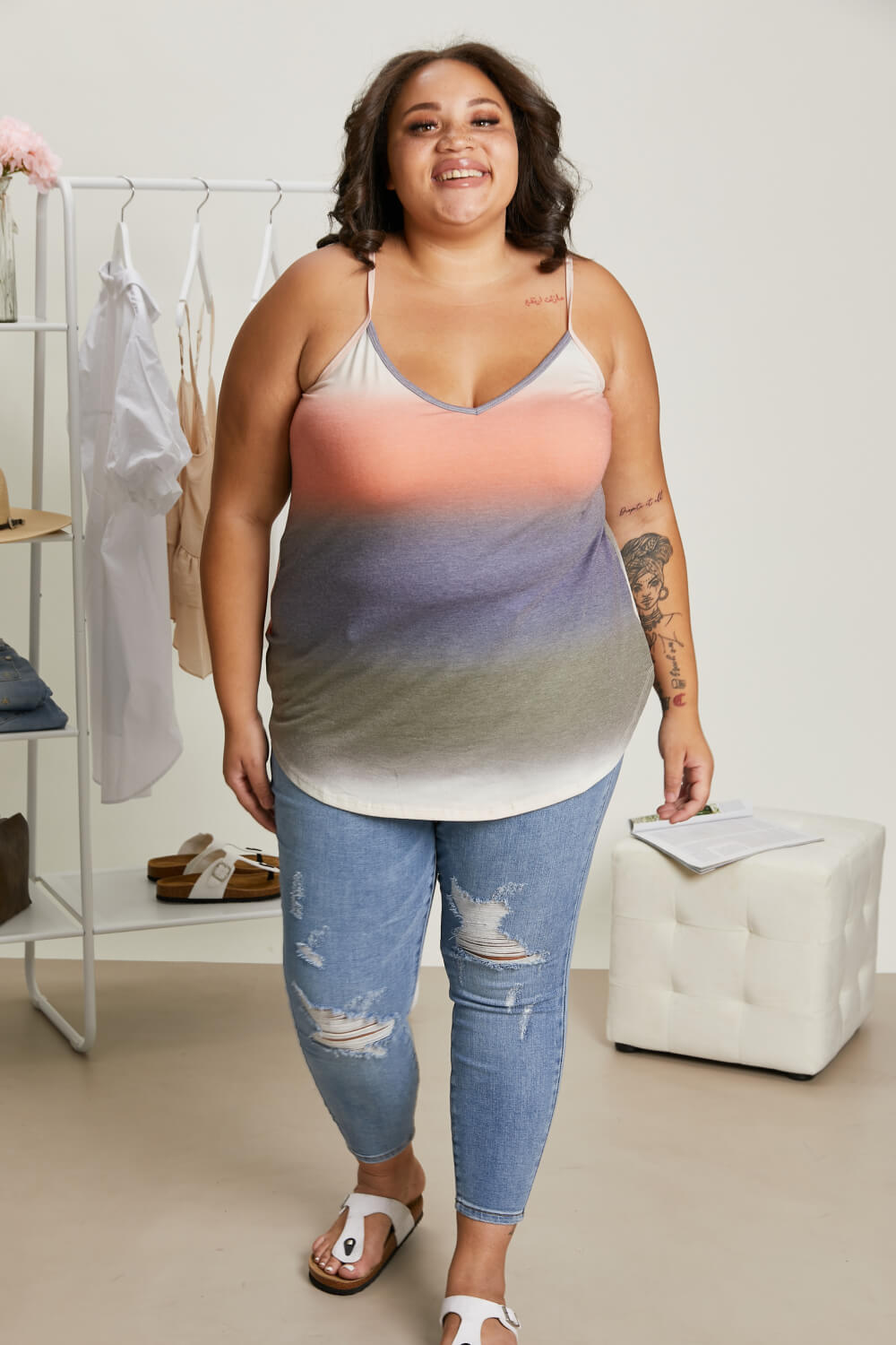 Zenana Sunset Dreams Full Size Ombre Reversible Tank