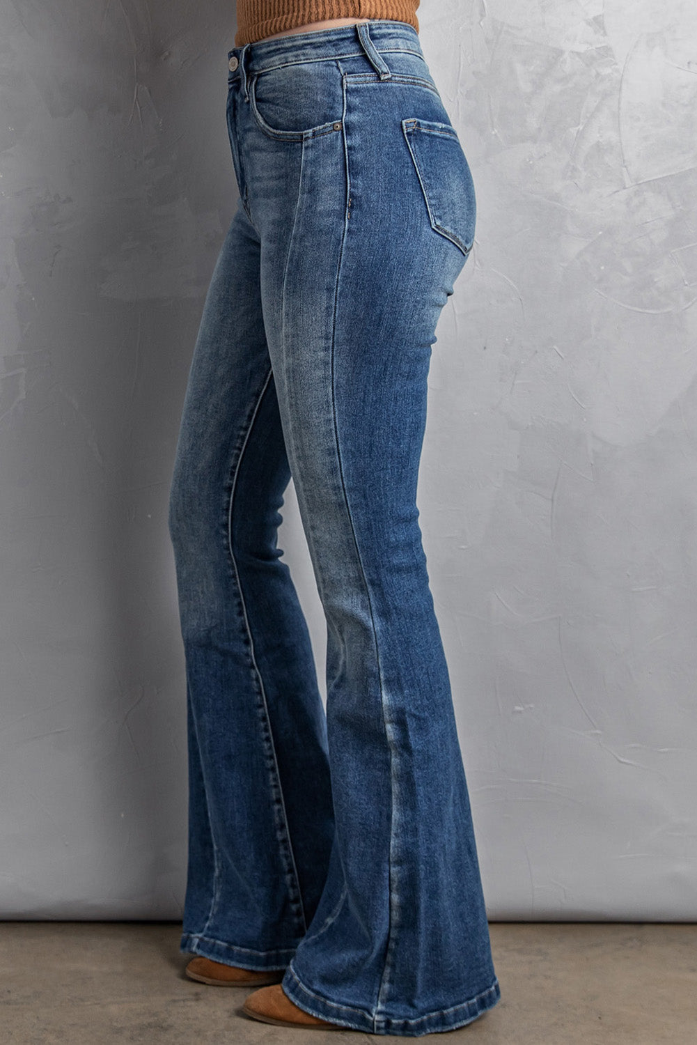 High Waist Flare Jeans with Pockets