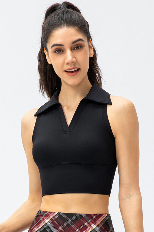 Cropped Collared Yoga Tank