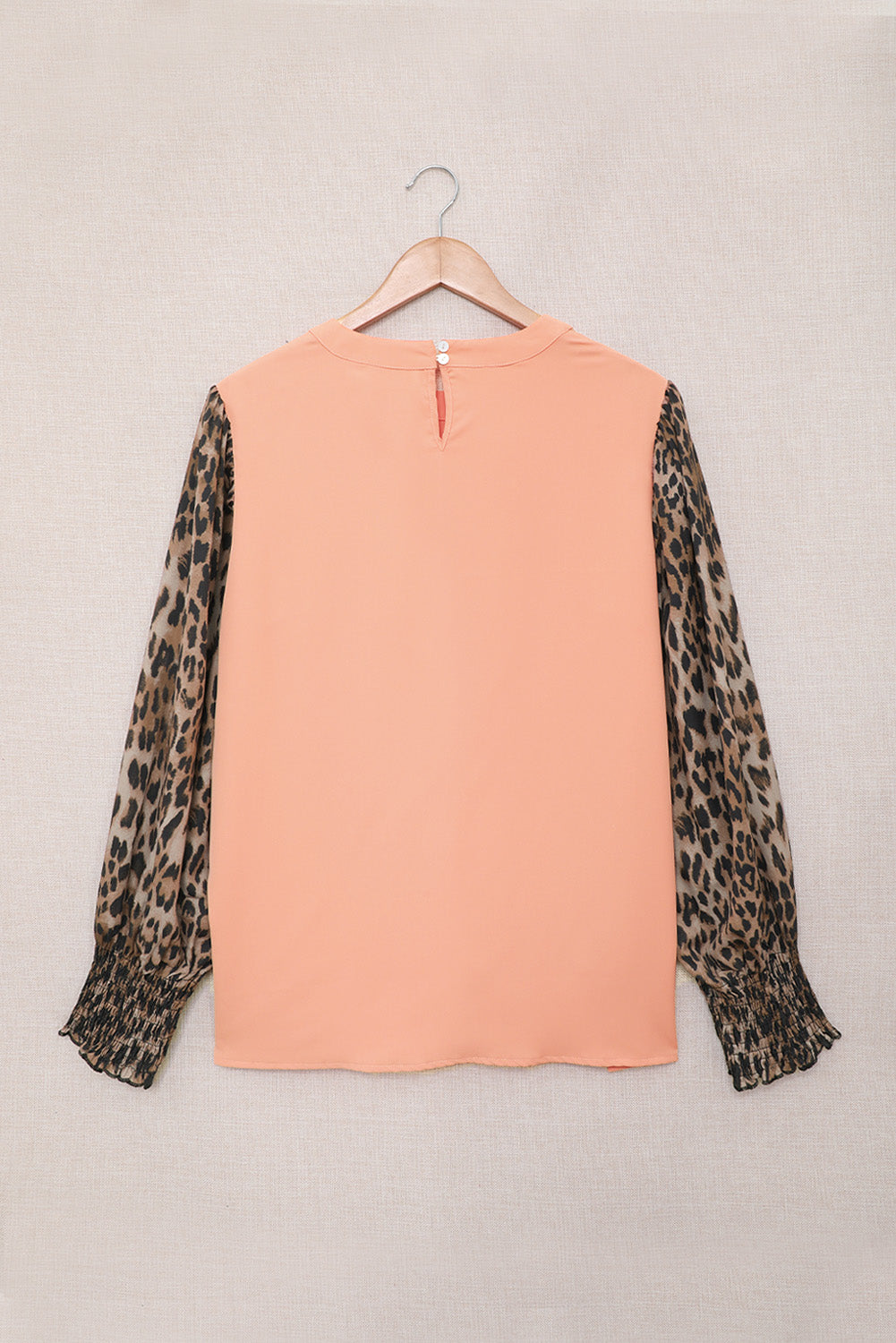 Leopard Puff Sleeve Spliced Top