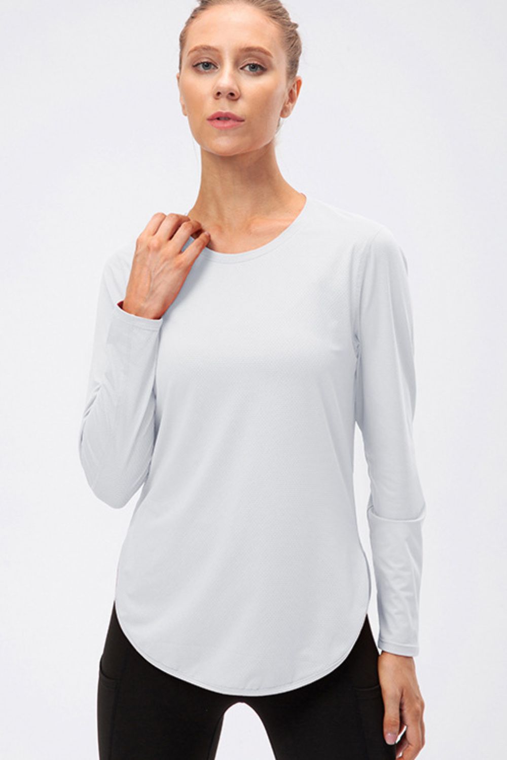 Curved Hem Long Sleeve Yoga Tee