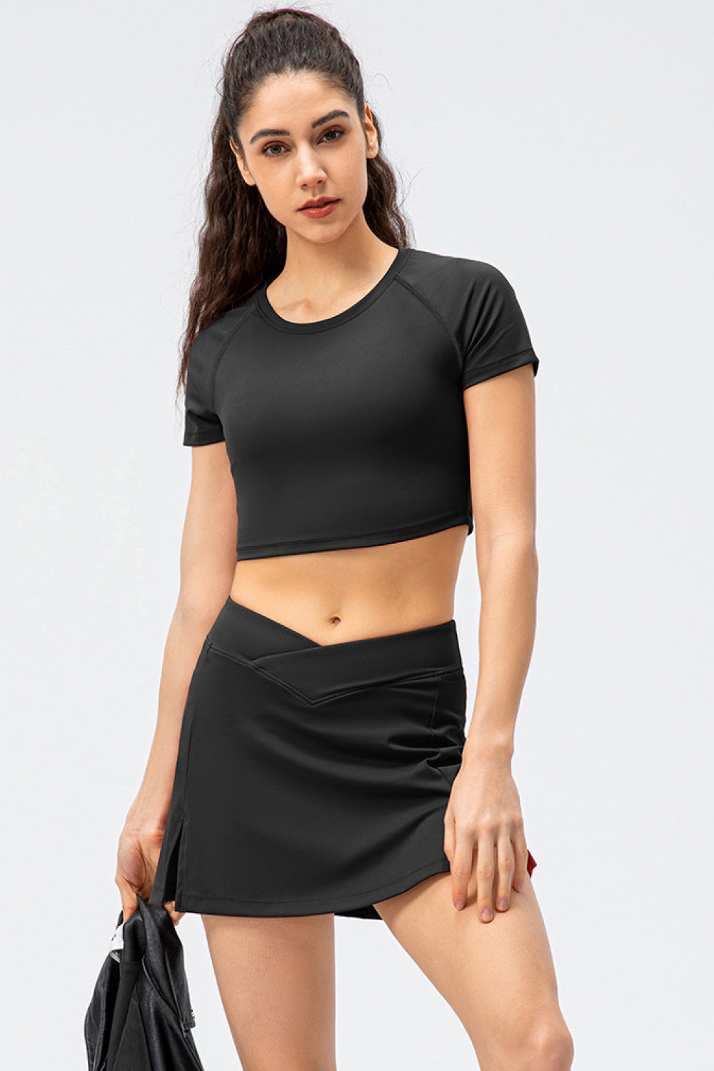 Cropped Raglan Sleeve Yoga Top